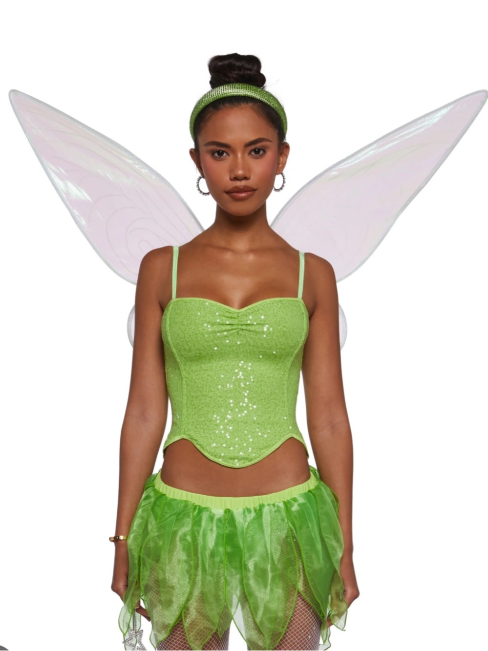 Jealous Green Fairy Costume - Sparkle Corset & Leaf Skirt